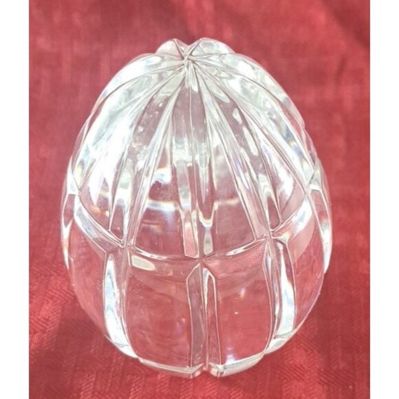Vintage Large Crystal Egg Paperweight Faceted Cut Design Office Desk 3.75" - Picture 2 of 5